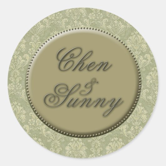 Sticker Rond Sceau enveloppe de mariage personnalisée (Devant)