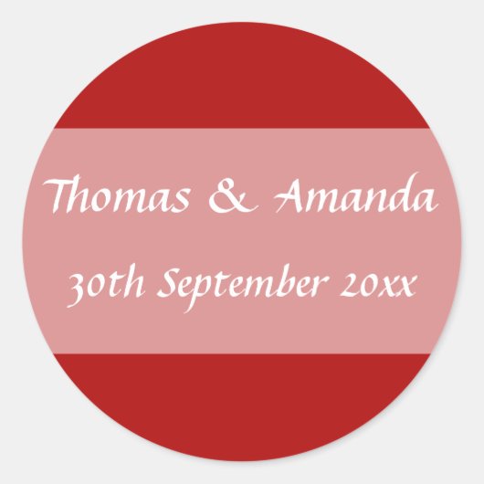 Sticker Rond Sceau Enveloppe Nom Rouge & Date (Devant)