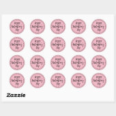 Sticker Rond Sceau Heureuse Sainte-Valentin rose et noir (Feuille)