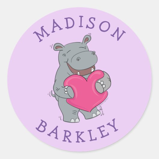 Sticker Rond Sceau hippo-kid-Cute Valentine's Enveloppe (Devant)