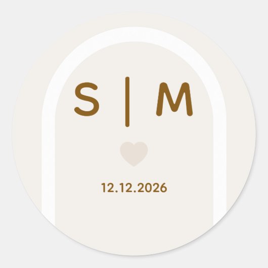 Sticker Rond Sceau initial de l'enveloppe de mariage de la suit (Devant)