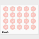 Sticker Rond Sceau Initial Monogramme de Style Moderne Rose Pas (Feuille)