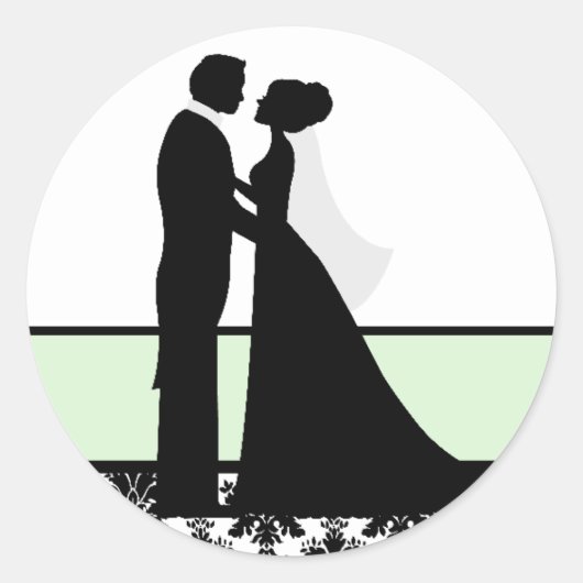 Sticker Rond Sceau Mariage à la menthe (Devant)