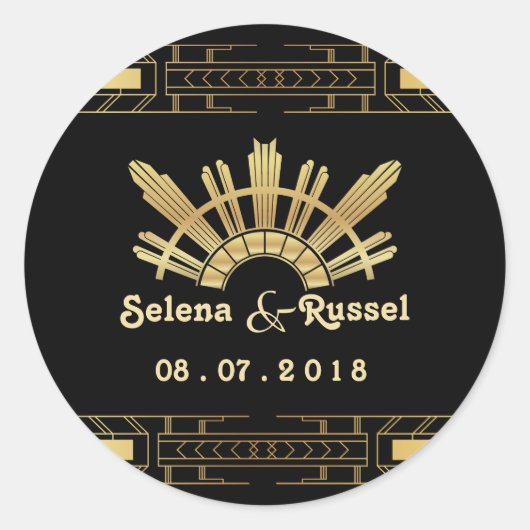 Sticker Rond Sceau Mariage Art déco de beauté classique (Devant)