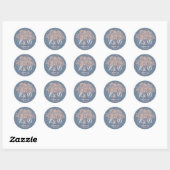 Sticker Rond Sceau Mariage bleu Dusty pour bébé rustique (Feuille)