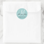 Sticker Rond Sceau Mariage bleu initial Monogramme (Sac)