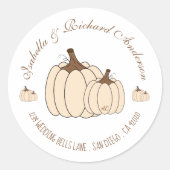 Sticker Rond Sceau Mariage de automne Citrouille blanc crémeux (Devant)