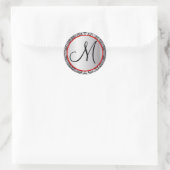 Sticker Rond Sceau Mariage de découpe Damask noir et argent (Sac)