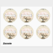 Sticker Rond Sceau Mariage de feuille de coeur rose (Feuille)