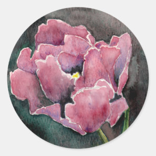 Sticker Rond Sceau Mariage de l'enveloppe en forme de tulipe ro