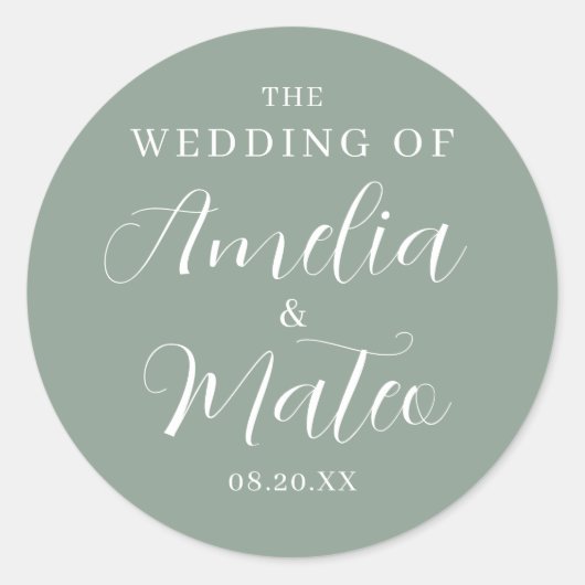 Sticker Rond Sceau Mariage d'enveloppe de calligraphie élégant (Devant)