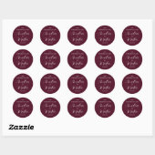 Sticker Rond Sceau Mariage d'enveloppe de calligraphie rouge Bo (Feuille)