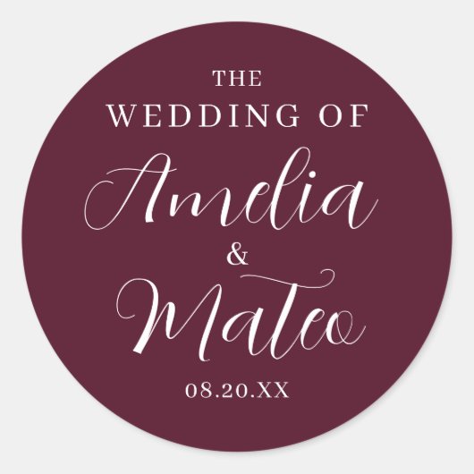 Sticker Rond Sceau Mariage d'enveloppe de calligraphie rouge Bo (Devant)