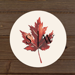 Sticker Rond Sceau Mariage d'enveloppe de crème de automne simp