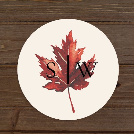 Sticker Rond Sceau Mariage d'enveloppe de crème de automne simp