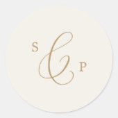 Sticker Rond Sceau Mariage d'enveloppe de crème dorée délicate (Devant)
