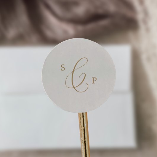 Sticker Rond Sceau Mariage d'enveloppe de crème dorée délicate