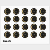 Sticker Rond Sceau Mariage d'enveloppe de croissant d'or noir (Feuille)
