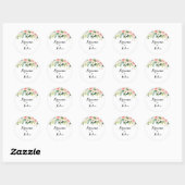 Sticker Rond Sceau Mariage d'enveloppe de feuillage vert floral (Feuille)
