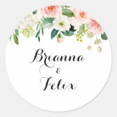 Sticker Rond Sceau Mariage d'enveloppe de feuillage vert floral (Devant)