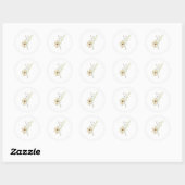 Sticker Rond Sceau Mariage d'enveloppe de fleur romantique (Feuille)