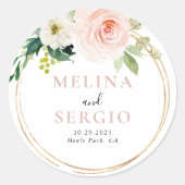 Sticker Rond Sceau Mariage d'enveloppe de fleurs de chute géomé (Devant)