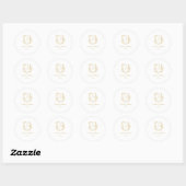 Sticker Rond Sceau Mariage d'enveloppe de monogramme d'or (Feuille)