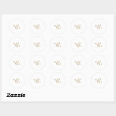 Sticker Rond Sceau Mariage d'enveloppe de monogramme en or rust (Feuille)