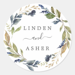 Sticker Rond Sceau Mariage d'enveloppe de verdure d'automne