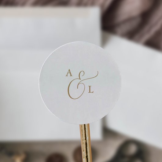 Sticker Rond Sceau Mariage d'enveloppe Elegant Gold Script Mono