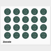 Sticker Rond Sceau Mariage d'enveloppe Emerald Green Calligraph (Feuille)