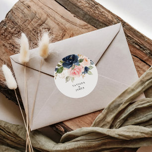 Sticker Rond Sceau Mariage d'Enveloppe Flore d'automne