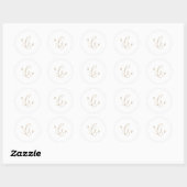 Sticker Rond Sceau Mariage d'enveloppes de monogramme or délica (Feuille)