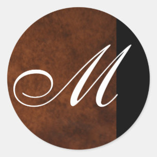 Sticker Rond Sceau Mariage en cuir Monogramme