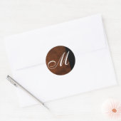 Sticker Rond Sceau Mariage en cuir Monogramme (Enveloppe)