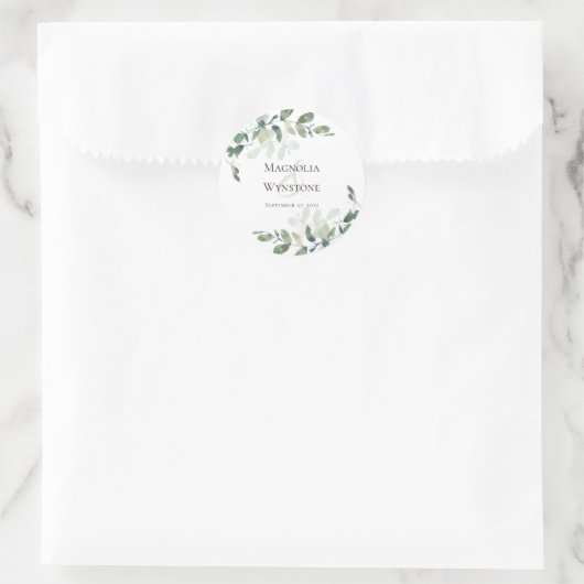 Sticker Rond Sceau mariage Eucalyptus Vert (Sac)