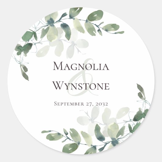 Sticker Rond Sceau mariage Eucalyptus Vert (Devant)