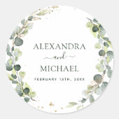 Sticker Rond Sceau mariage Eucalyptus Vert Succulent (Devant)
