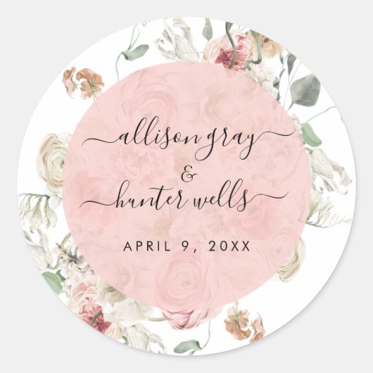 Sticker Rond Sceau Mariage floral | Annabeth (Devant)