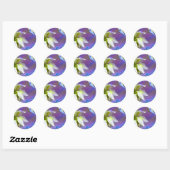 Sticker Rond Sceau Mariage Floral Bleu Et Violet (Feuille)