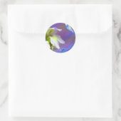 Sticker Rond Sceau Mariage Floral Bleu Et Violet (Sac)