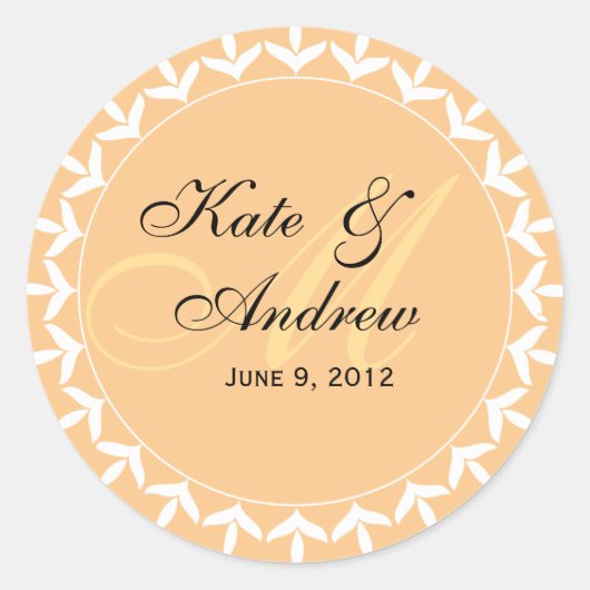 Sticker Rond Sceau mariage jaune monogramme (Devant)