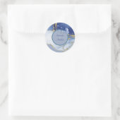 Sticker Rond Sceau Mariage moderne en marbre bleu Aqua (Sac)