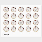 Sticker Rond Sceau Mariage moderne en marbre floral (Feuille)