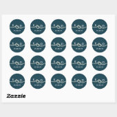 Sticker Rond Sceau Mariage nautique bleu marine (Feuille)
