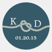 Sticker Rond Sceau Mariage nautique bleu marine (Devant)