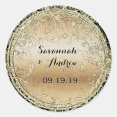 Sticker Rond Sceau Mariage noir et or (Devant)