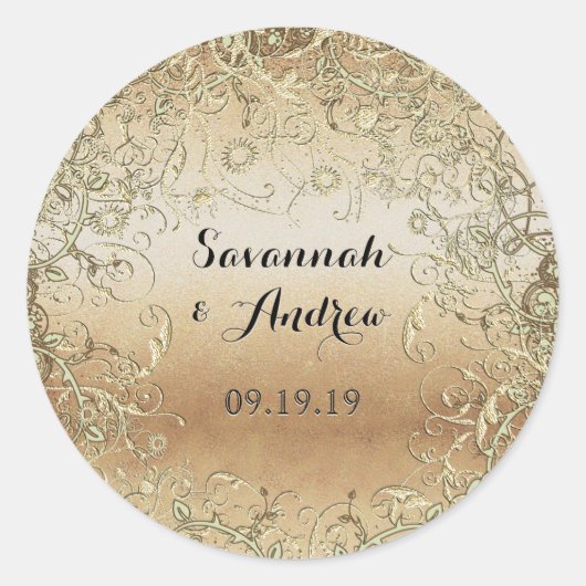 Sticker Rond Sceau Mariage noir et or (Devant)