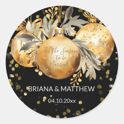 Sticker Rond Sceau Mariage Noir Or (Devant)