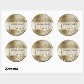 Sticker Rond Sceau Mariage or Gold Swirl Tree (Feuille)